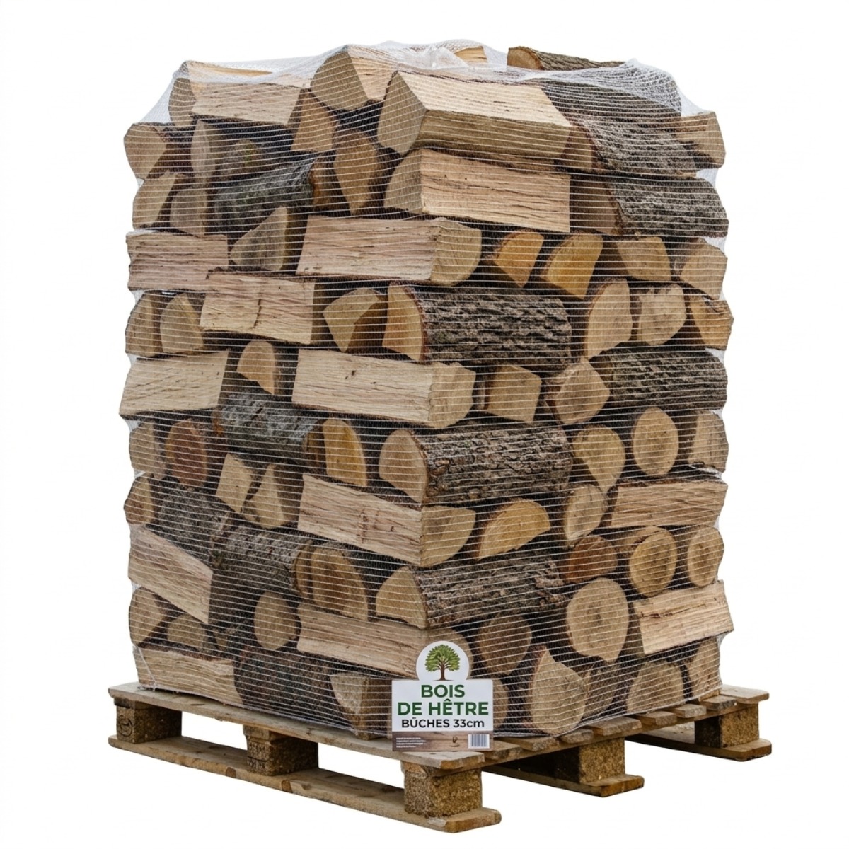 Palette Bois de Chauffage Hêtre Sec 33 cm – 600 kg