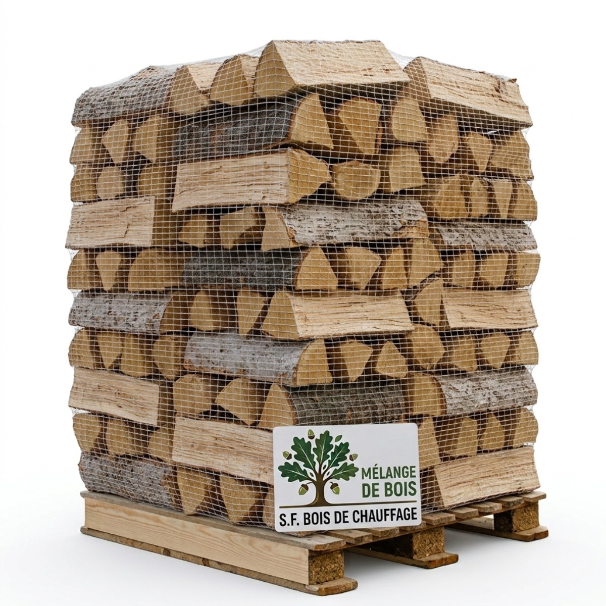 Palette Bois de Chauffage Mélange Sec 33 cm – 550 kg